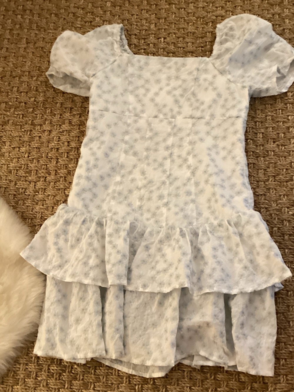 GB girls Light Blue and White Floral Ruffle Dress